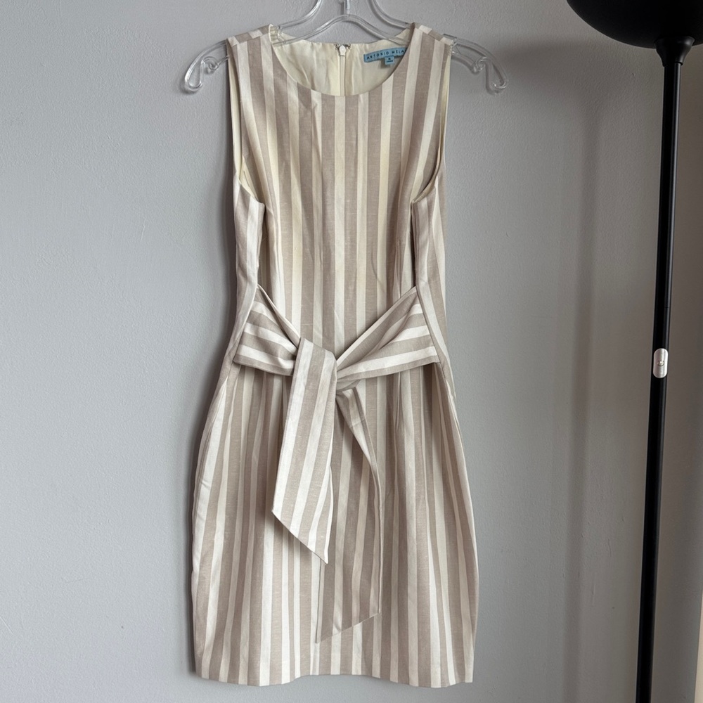 Antonio Melani Serena Striped Dress - Dune/Ivory sz 6